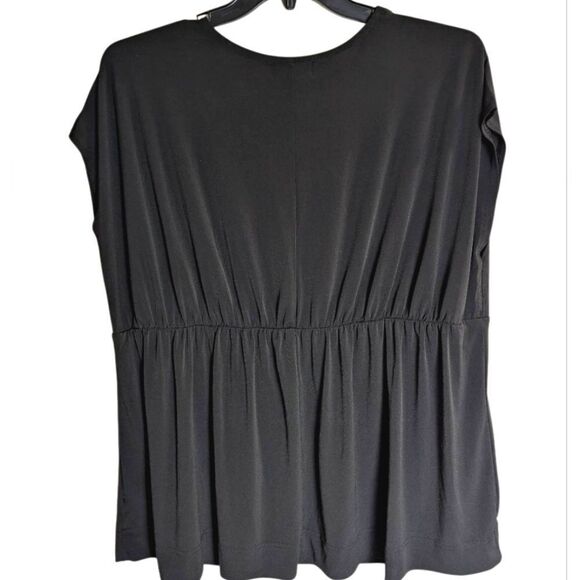 Liz Claiborne Black Stretch Jersey V-Neck Cap Sleeve Blouse Top 1X / 2X - Picture 3 of 5